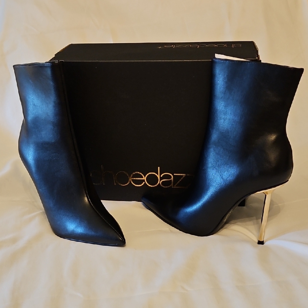 Shoe Dazzle Black Heeled Boots NIB